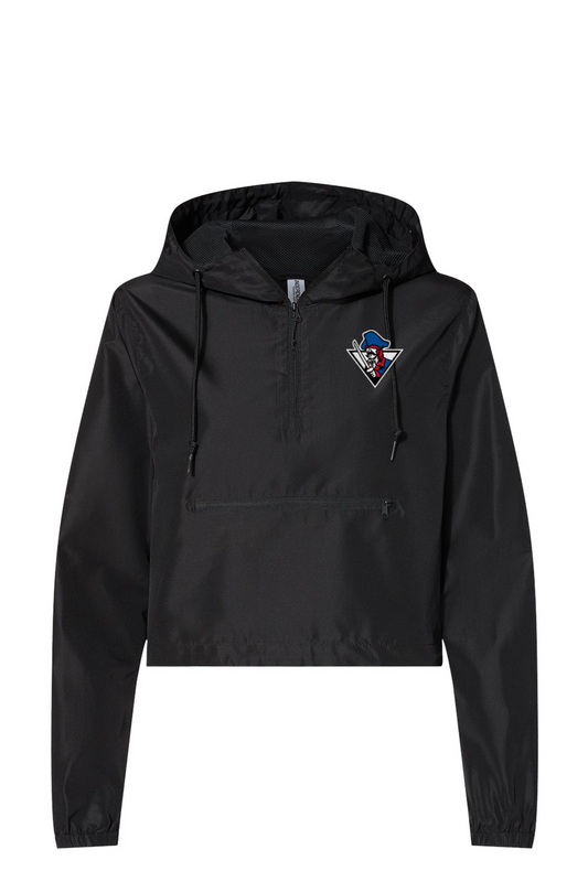 LOGO - Independent Trading Co. Women's 1/4 Zip Crop Windbreaker - Maple River